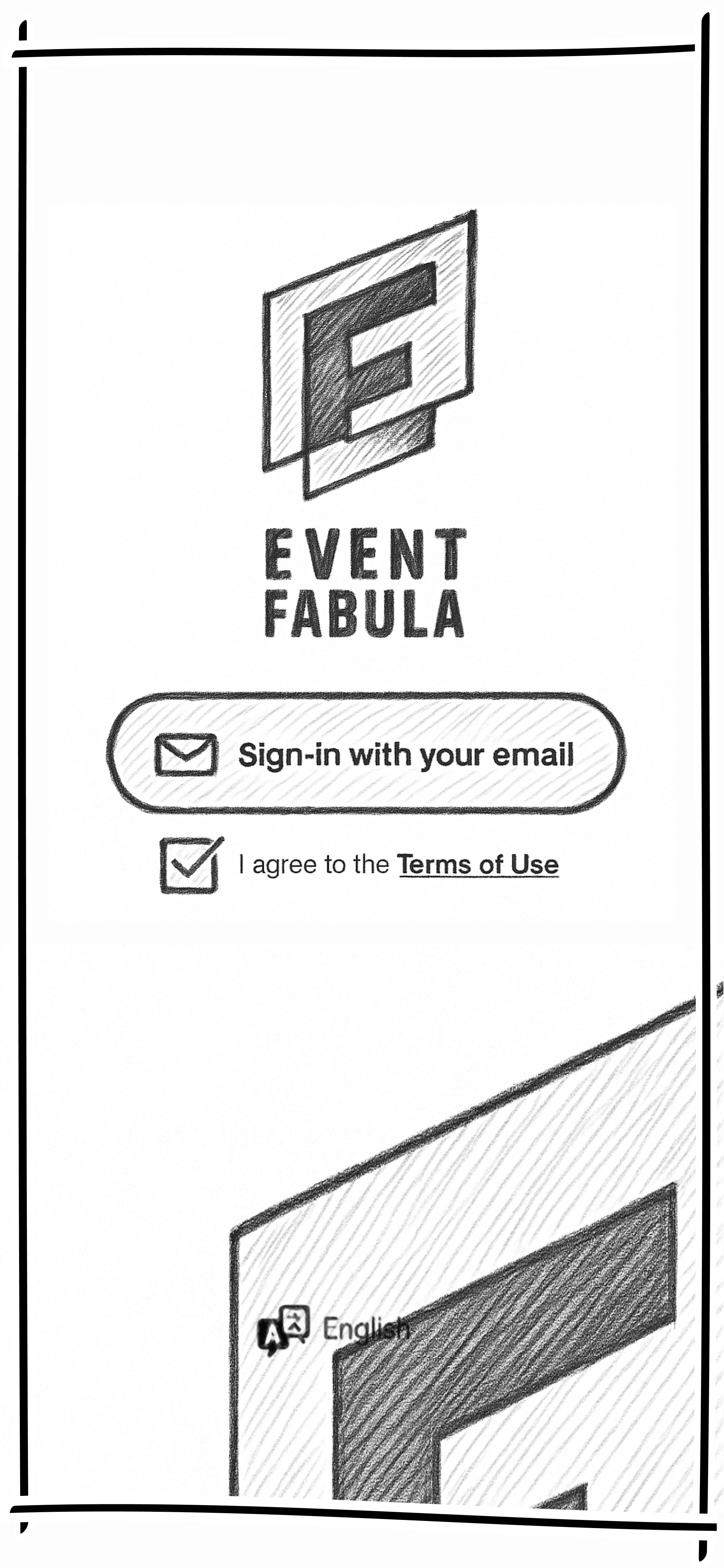 Event Fabula iOS splash screen displaying only the client’s branding.