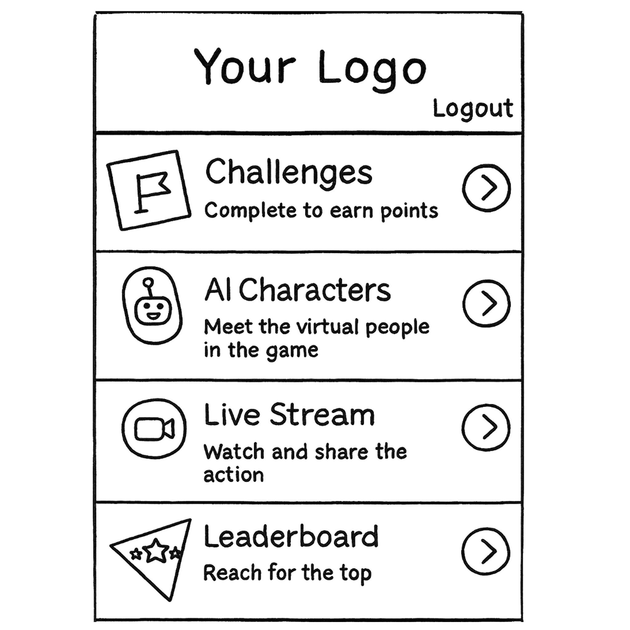 Main menu with a custom event logo prominently displayed.