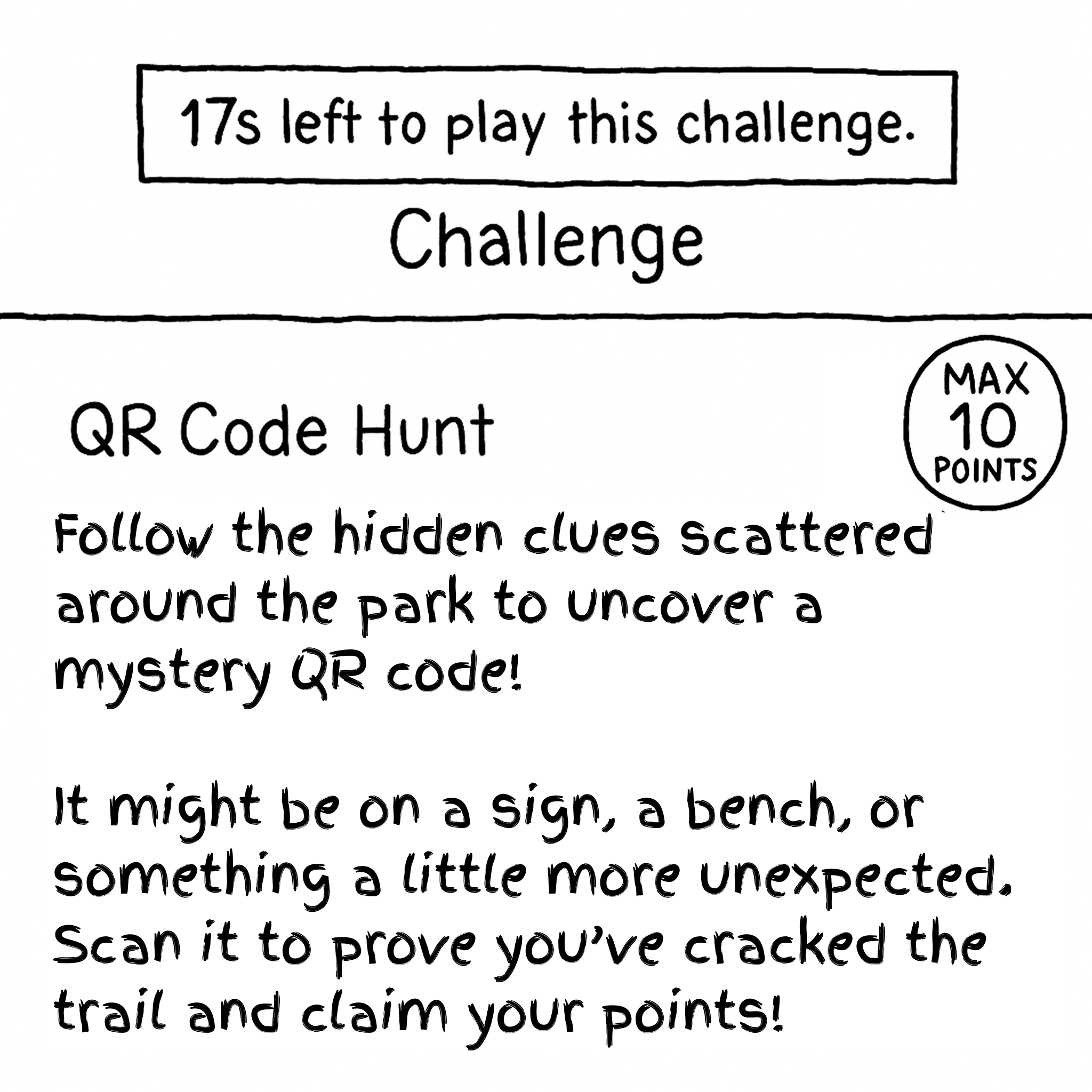 Countdown timer overlaying a challenge card.