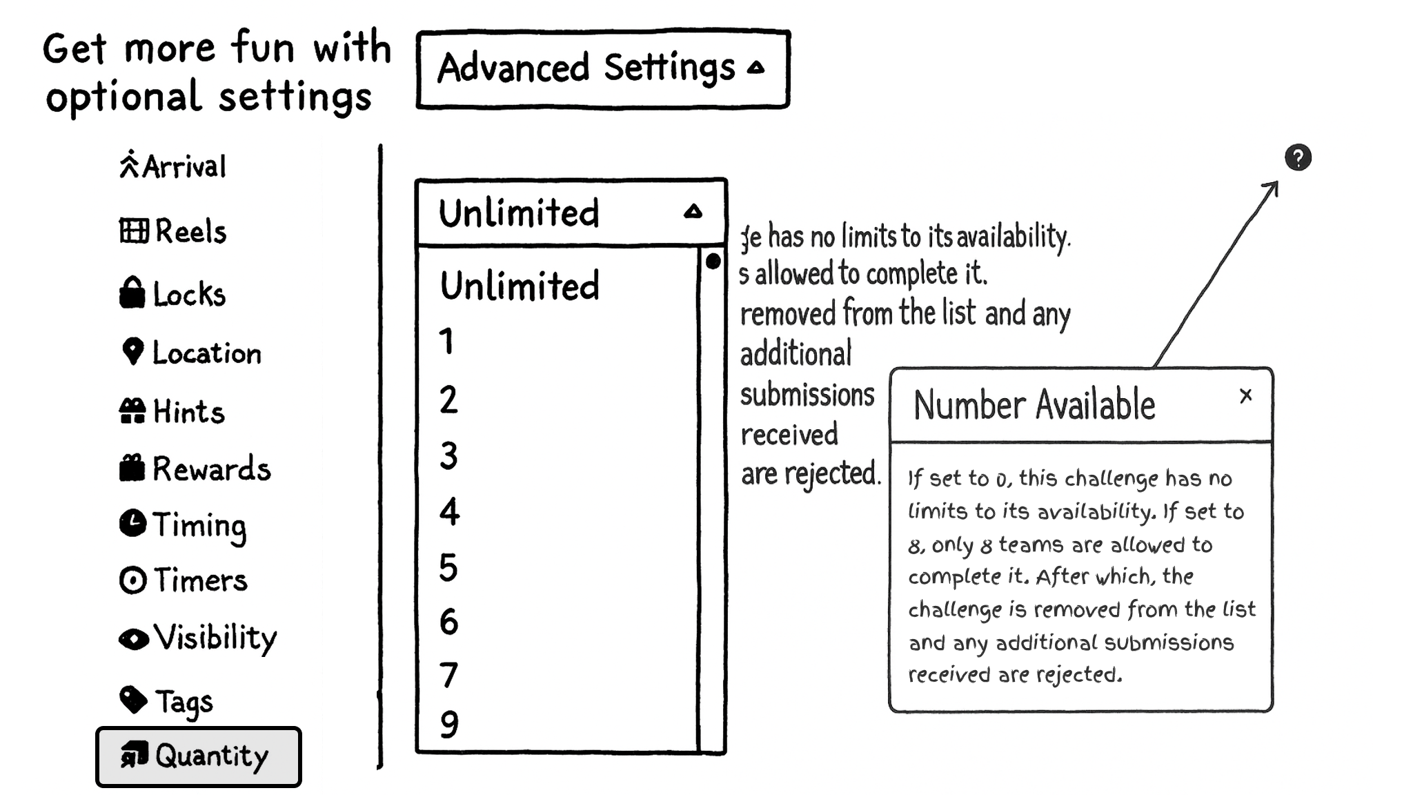Settings interface limiting a challenge to a maximum completion count.