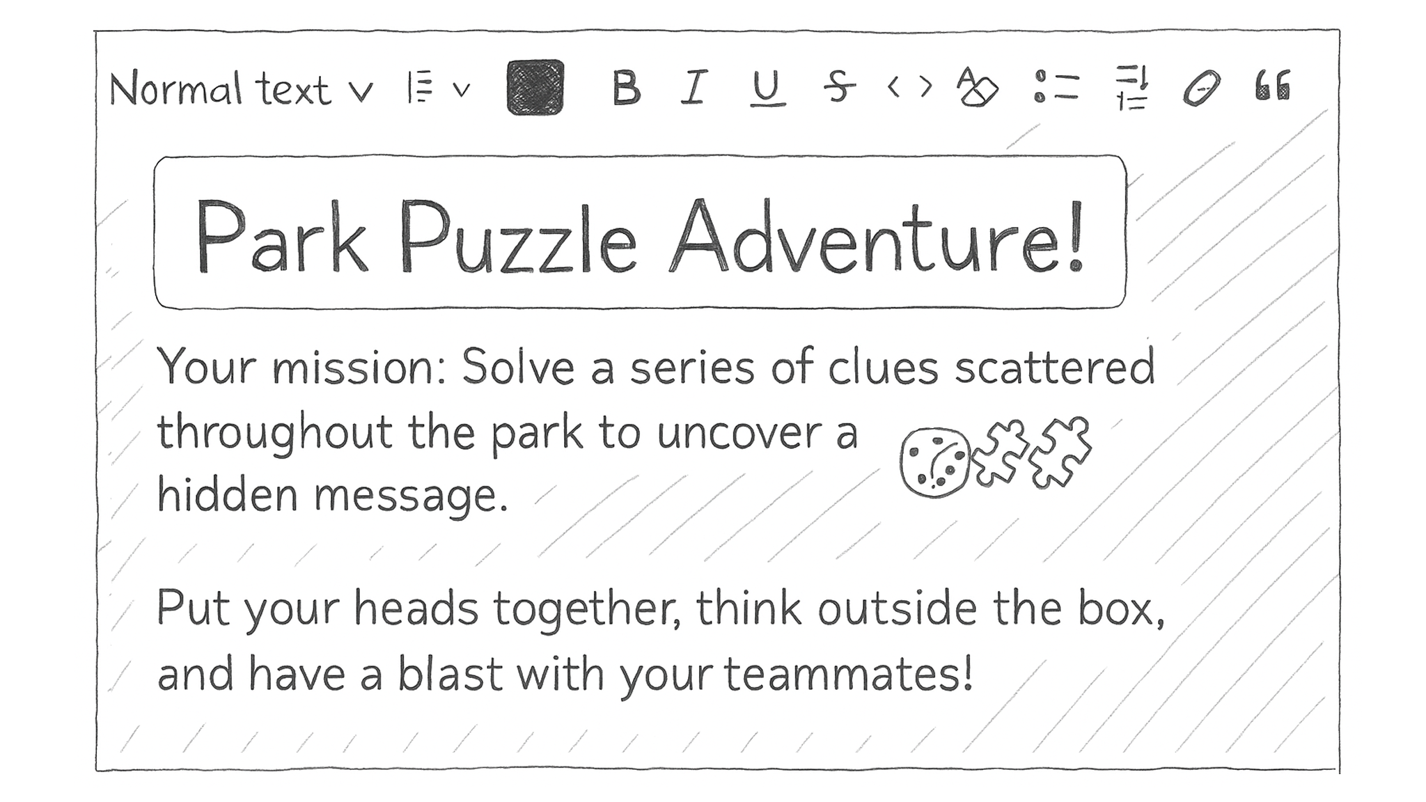 Rich-text editor with tools for formatting and media embeds.