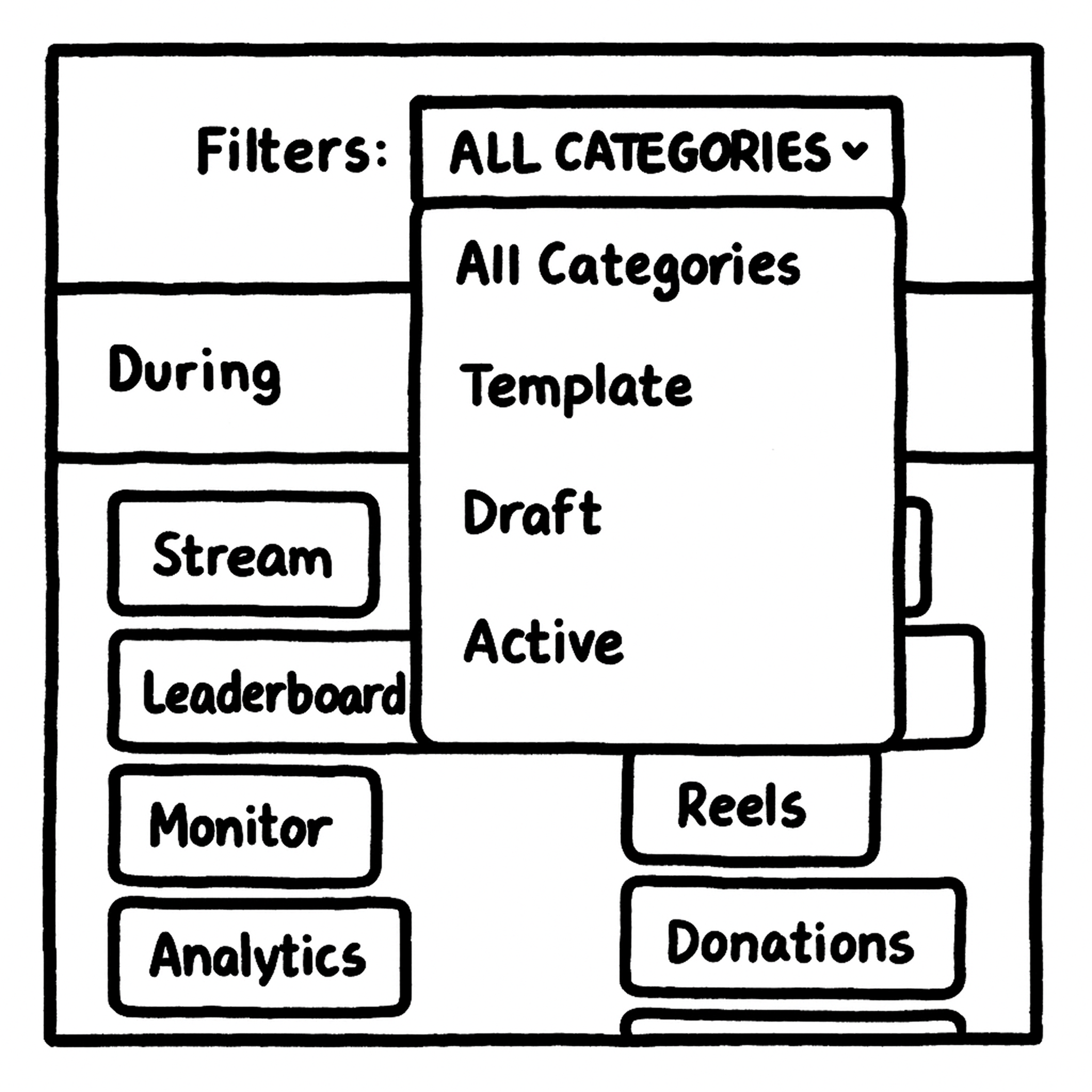 Game list in the dashboard with colored status badges for templates, archives, and drafts.