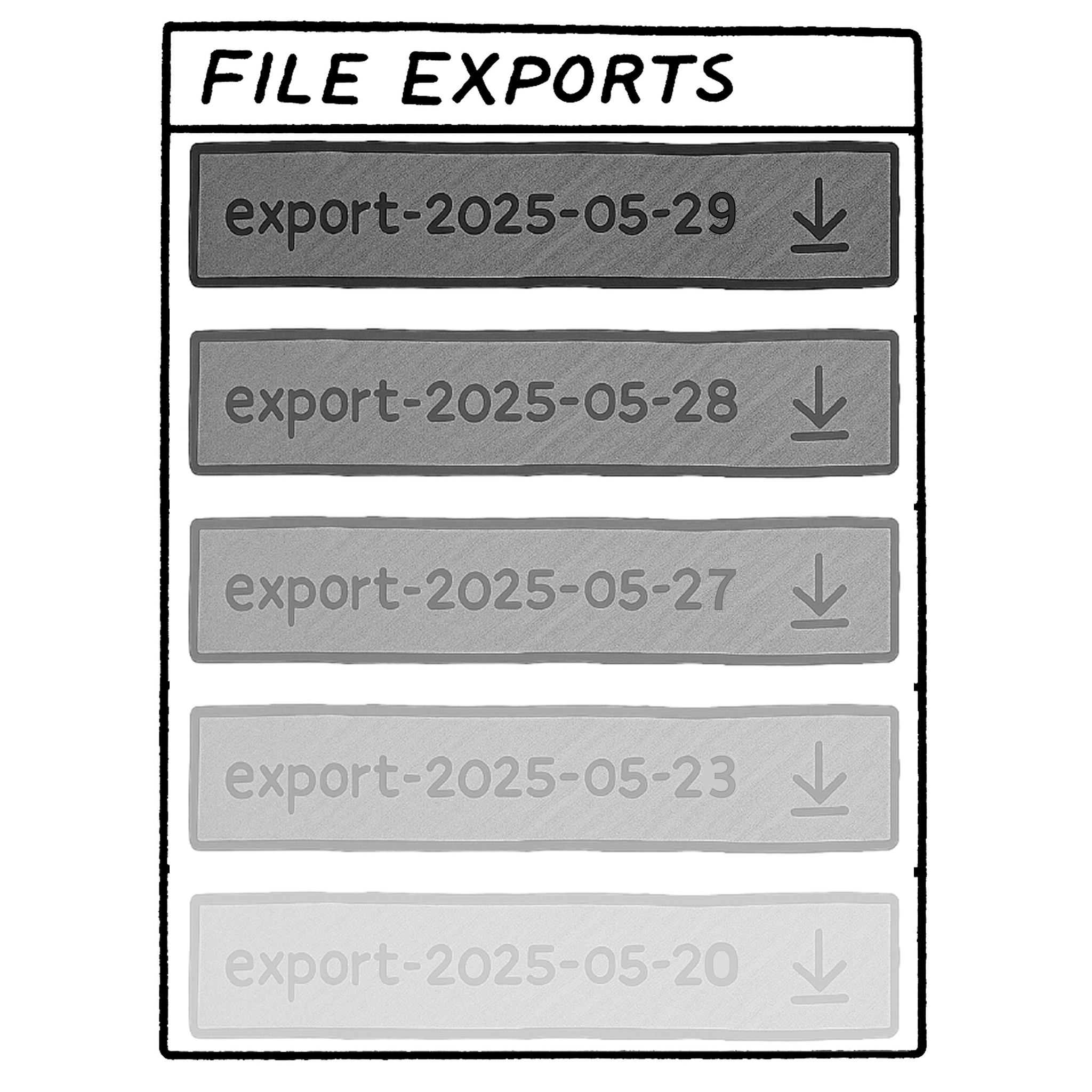 List of export files showing countdown timers before auto-deletion.