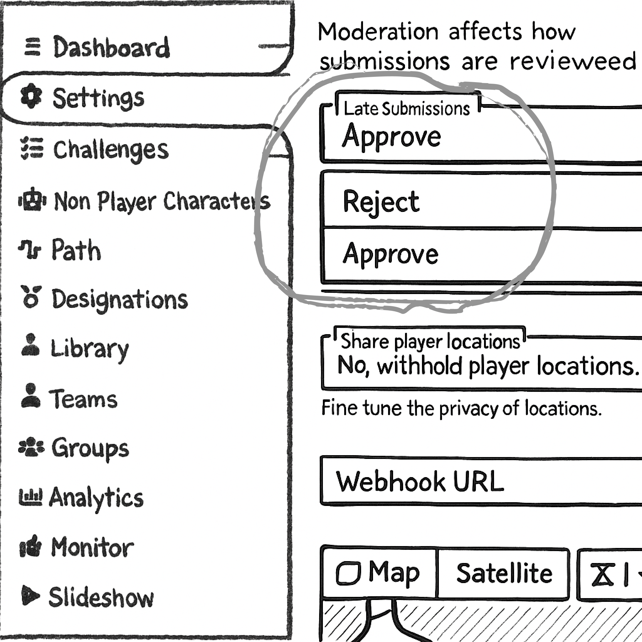 Settings toggle for accepting or rejecting late submissions.