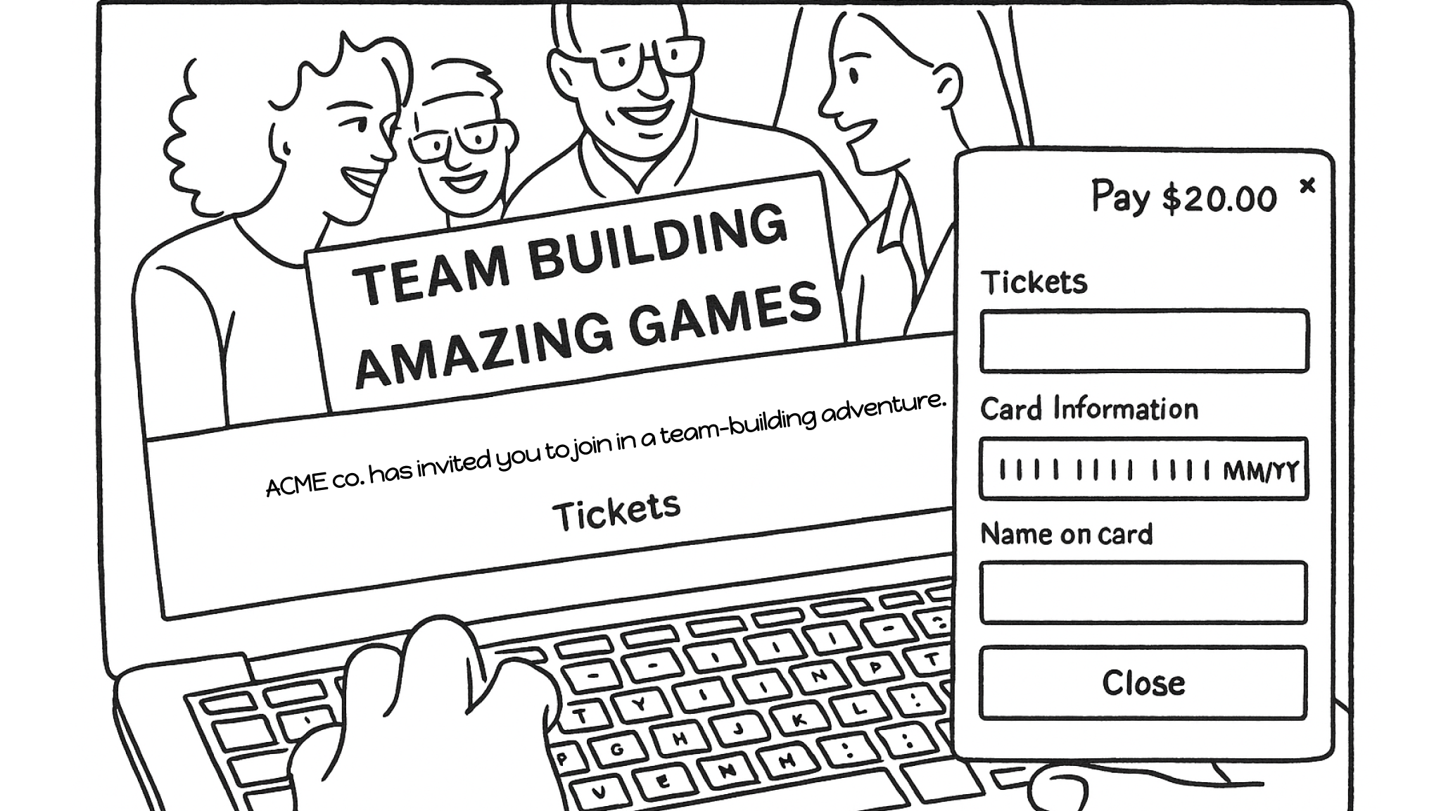 Online checkout screen selling event tickets through Stripe.