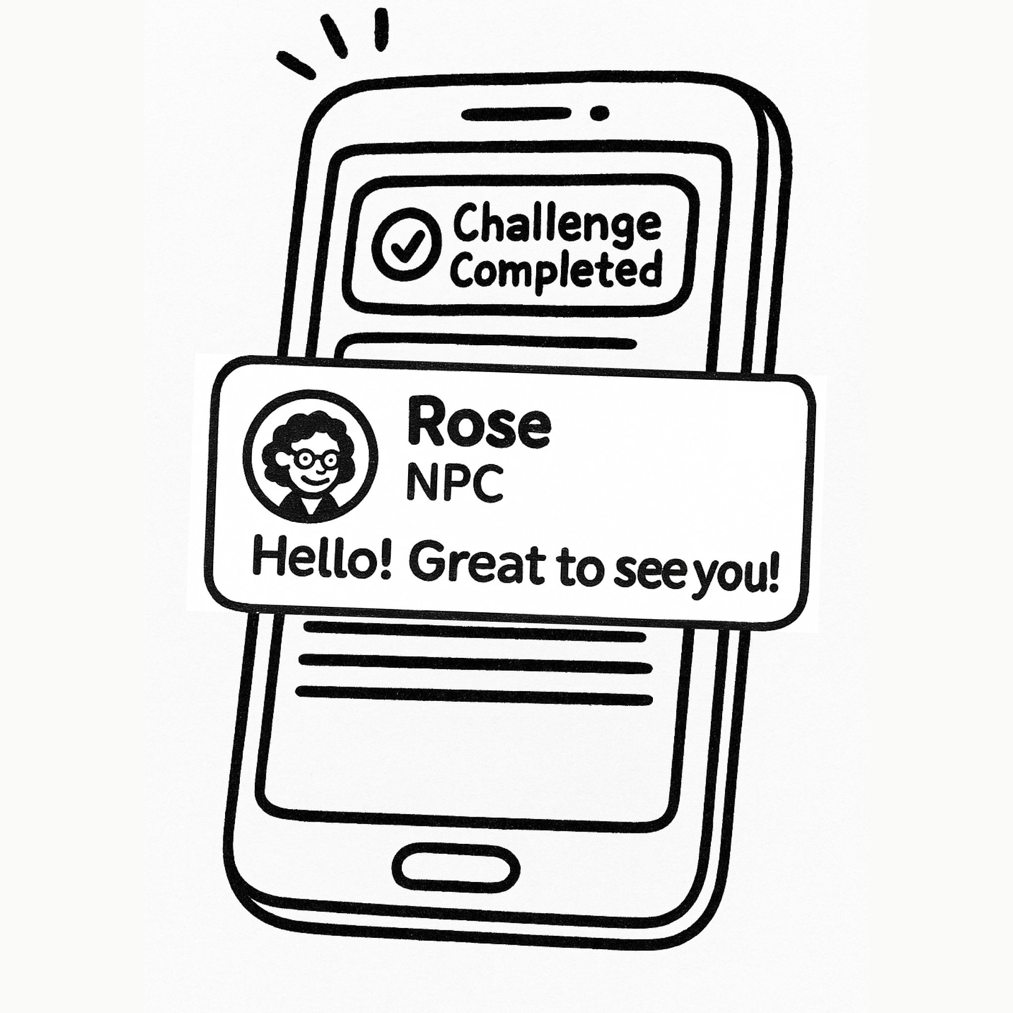 Push notification announcing a newly unlocked NPC after a challenge.