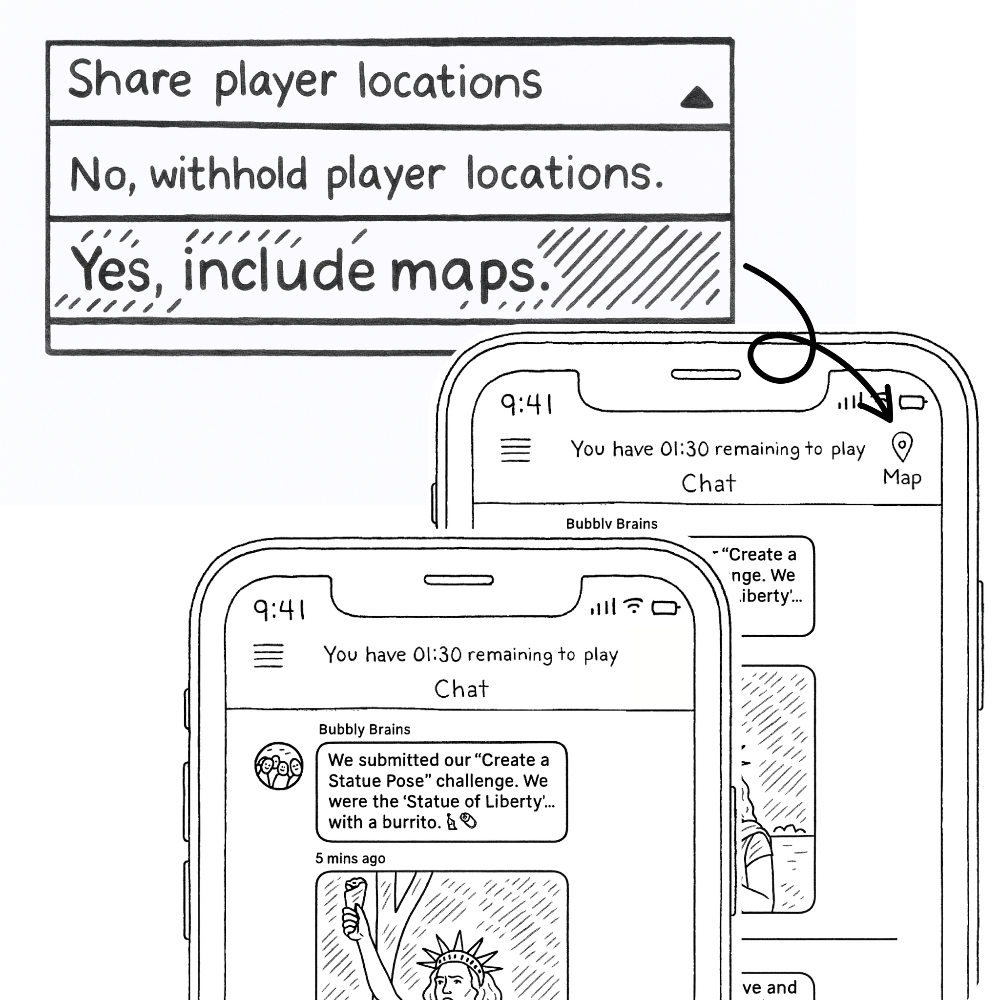 Settings panel with a switch to share or hide player GPS locations.